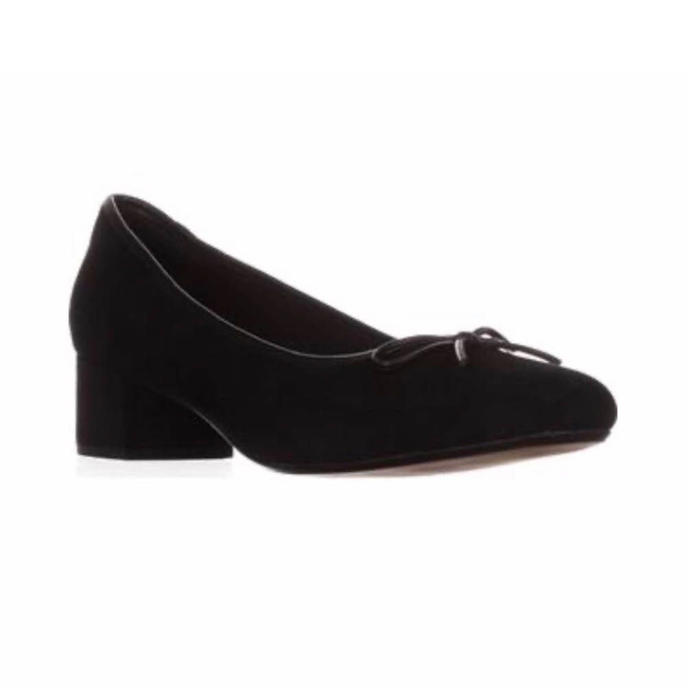 Clarks | Chartli Daisy Black Suede Bow Dress Pumps